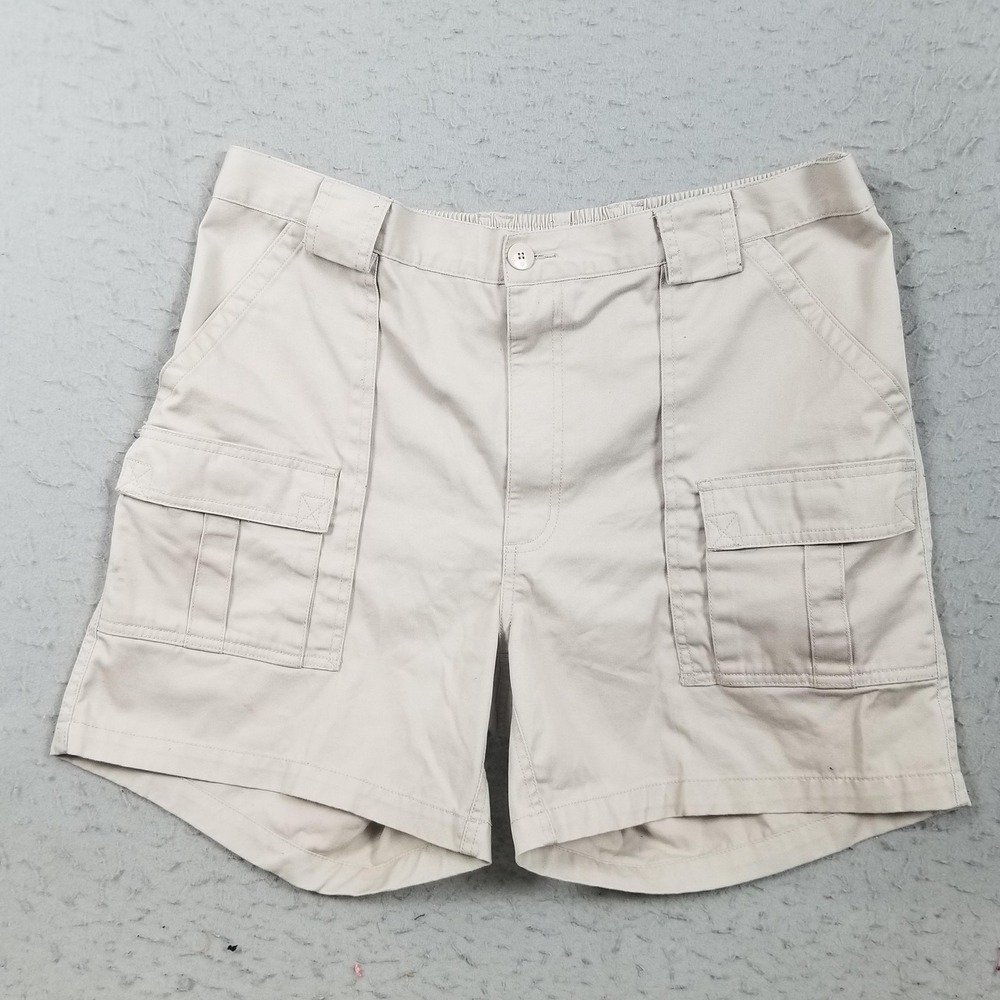 Weekender Cargo Shorts‎ Mens 40 Beige Elastic Waist 9 Inseam Canvas Casual